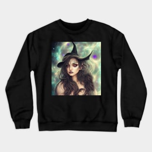 Women Wicca Art Witchy Artwork Beautiful Witch Girl 5 Crewneck Sweatshirt